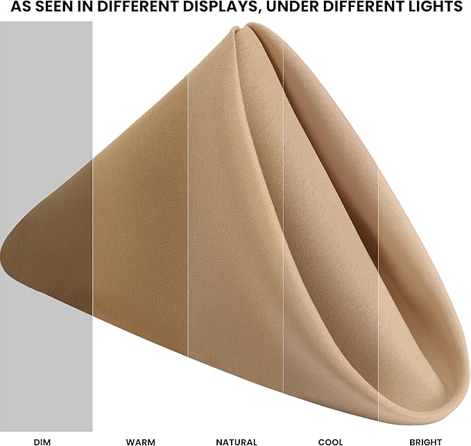 Utopia Home [24 Pack, Beige] Cloth Napkins 17x17 Inches, 100% Polyester Hemmed Edges, Washable and Reusable Ideal for Parties, Weddings and Dinners