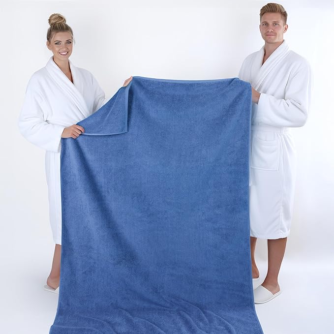 American Soft Linen 100% Cotton 600 GSM Turkish 40x80 Oversized Bath Towel Sheet, Extra Large Adult Towels for Bathroom, Electric Blue Bath Sheet