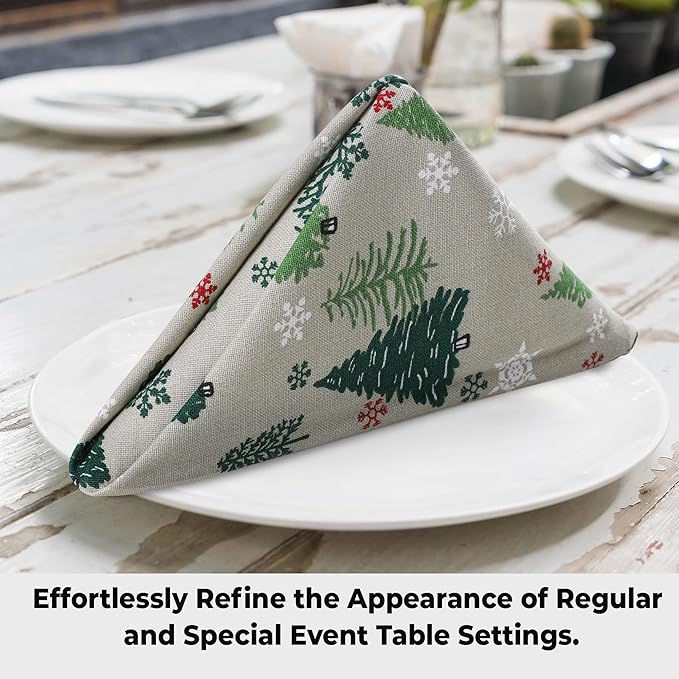 Urban Villa Cloth Napkins Set of 12(20x20)100% Cotton Dinner Napkins Cloth Washable Soft Durable Reusable Absorbent Napkins Ideal for Farmhouse Parties Hotel Lunch Restaurant Dinner Napkins-Green Tree
