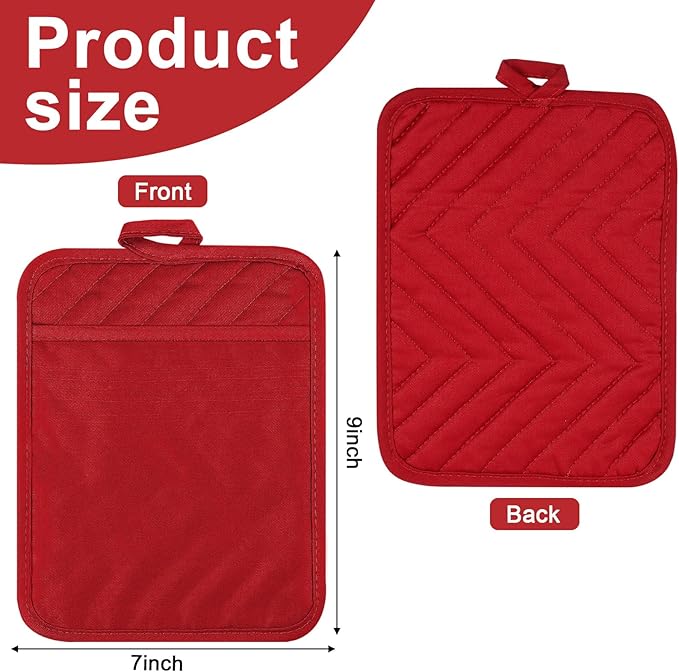 Zhehao 15 Pcs Cotton Pocket Pot Holders for Kitchen Heat Resistant Cotton Hot Pads Kitchen Multipurpose Potholders Bulk for Baking Cooking(Multi Colors)