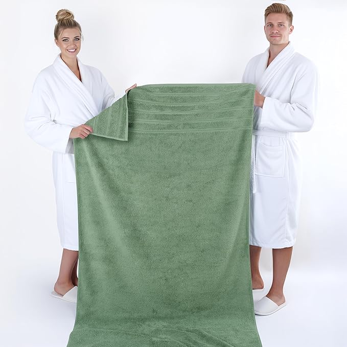 American Soft Linen 35x70 Jumbo Large Bath Towel, 600 GSM 100% Cotton Turkish Bath Sheet, Oversized Luxury Bath Towel for Bathroom Beach and Pool, Sage Green