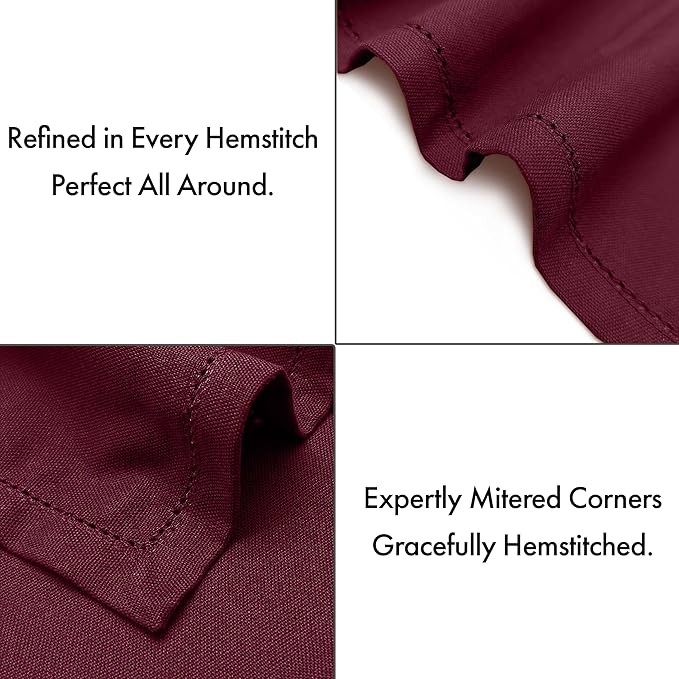 Ruvanti Cloth Napkins Set of 12, 100% Cotton High GSM 18x18 Inches, Hem Stitched Corners, Soft, Washable, Highly Durable & Absorbent, Perfect for Parties, Christmas, Thanksgiving Dinners – Burgundy