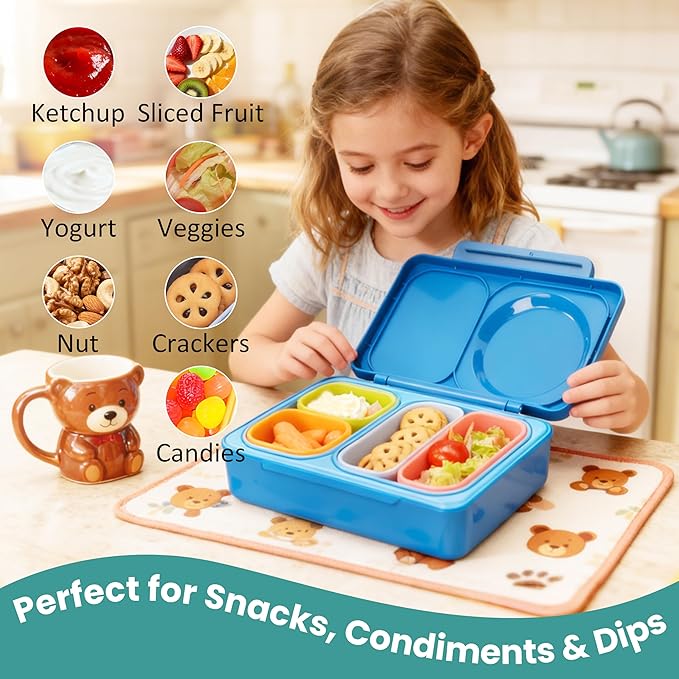 Dip Containers for OmieBox UP bento Box, 4 Pack Leakproof Salad Dressing Container To Go, Condiment Containers with Lids - Food Safe Silicone - 4.5 & 9 ounces