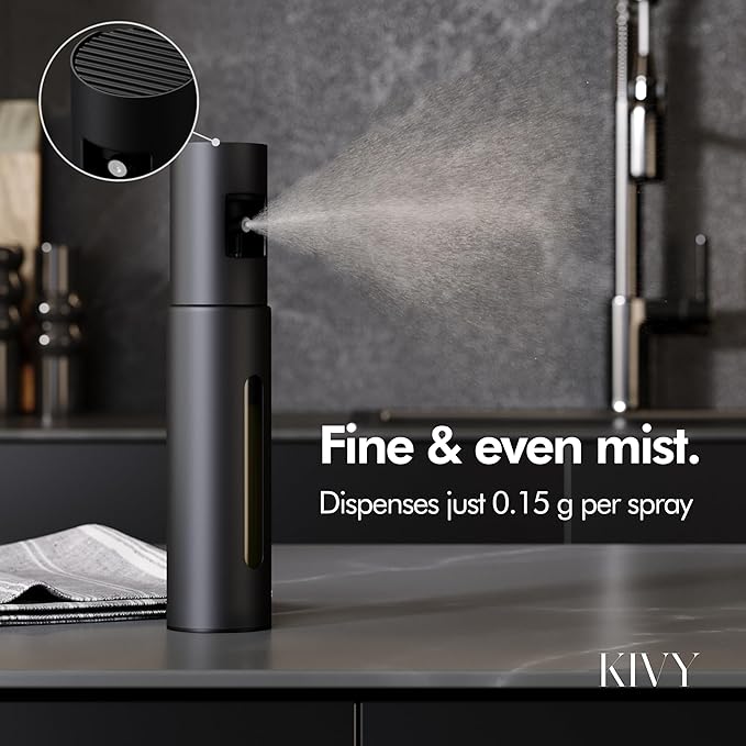 KIVY Glass Oil Sprayer for Cooking– Precise Oil & Vinegar Spray Bottle Oil Mister Spray Bottle for Food – Includes Funnel – Perfect for Cooking & Air Fryer (Black & Cream White)