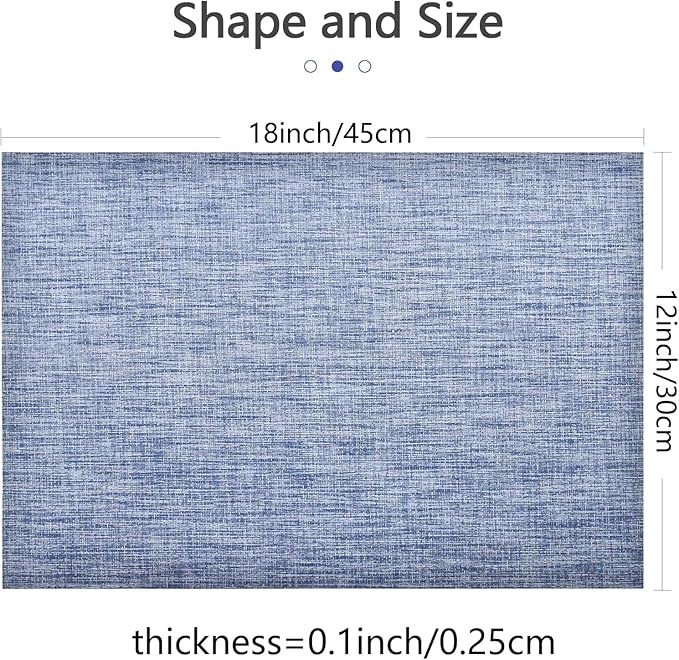 DACHUI Placemats Set of 4, Linen Look Woven Place Mats, Water Resistant, Heat Resistant, Washable, Durable Table Mats (Blue)