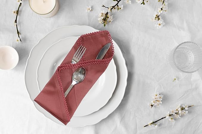 ACCENTHOME Blush Cloth Napkins Set of 6 18x18 inch Cotton Dinner Napkins - Washable Soft Premium Hotel Quality Reusable Napkins Perfect Table Napkins for Family Dinners, Weddings & Everyday Use
