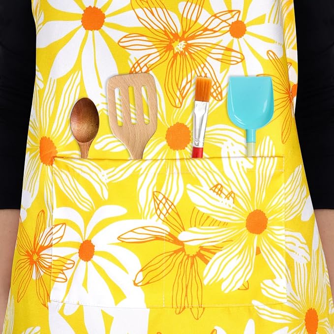 Kids Chef Hat and Apron, Adjustable Kids Aprons with Pocket Girls Boys Kitchen Toddler Aprons for Cooking Baking