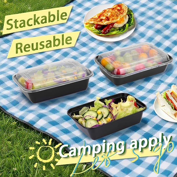 Meal Prep Containers With Lids, to Go Food Containers BPA Free, Stackable, Leak Resistant, Bento Box, Microwave, Dishwasher, Freezer Safe (24, ounces)