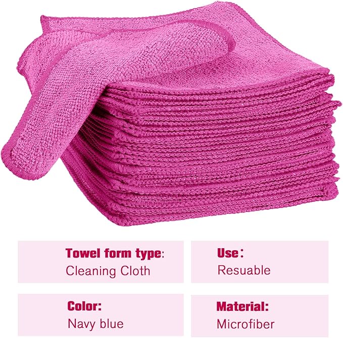 Tanlade Cleaning Cloth Dry Erase Cloth Cleaning Rags Reasonable Kitchen Towels Microfiber Towels Cars Wash(6 x 6 Inch,Pink,30 Pcs)