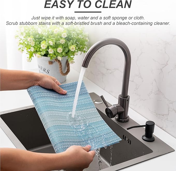 CADONO Placemats Set of 6 Washable Indoor/Outdoor Vinyl Place Mats for Dining Table Durable Non-Slip Heat Resistant PVC Weave Table Mats（Ocean Geode）