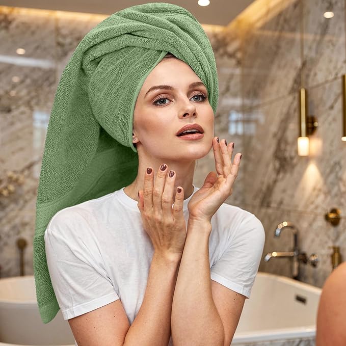 RIVERSIDE Luxury 6 Piece Towel Set, 2 Bath Towels, 2 Hand Towel, 2 Wash Cloths, 100% Cotton, 600 GSM Hotel Quality, Soft, Highly Absorbent Towels for Bathroom, Sage Green Towel Sets