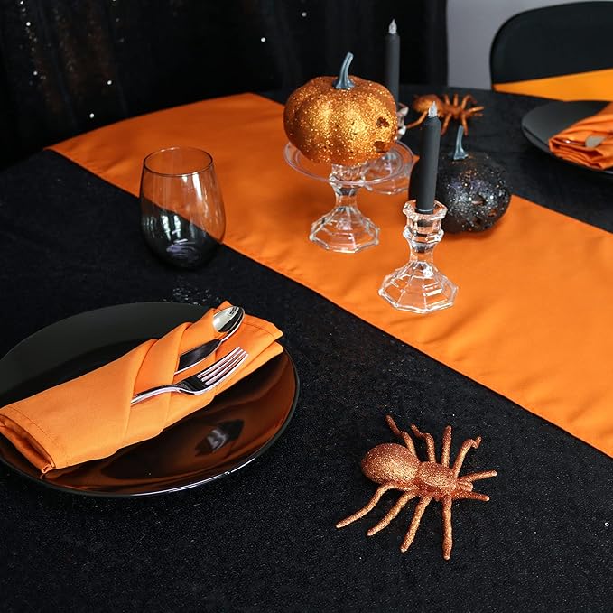 Your Chair Covers Cloth Polyester Napkins, 20 x 20 Inch, Washable Dinner Fabric Linen Napkins with Hemmed Edges for Restaurant, Wedding and Holiday Pack of 10 (Orange)