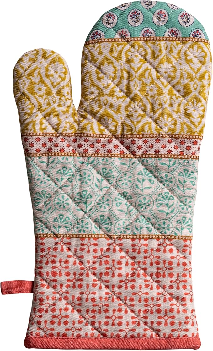 Maison d'Hermine Oven Gloves 100% Cotton Oven Mitt 7" x 13" with Loop Heat Resistant BBQ Cooking Gloves Baking Grilling Gifts for Mothers Day Spring/Summer (Pack of 1, Provence)