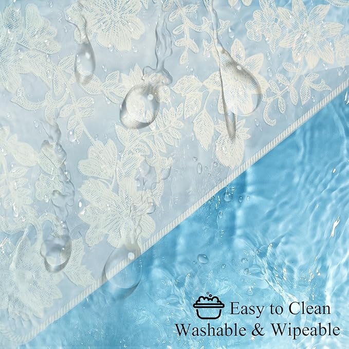 Clear Placemats Set of 6 Rectangle - PVC Place Mats with Beige Flower Carft Table Protector for Kitchen Dining Room, Wahsable Heat Resistant Non-Slip Reversible Table Mats