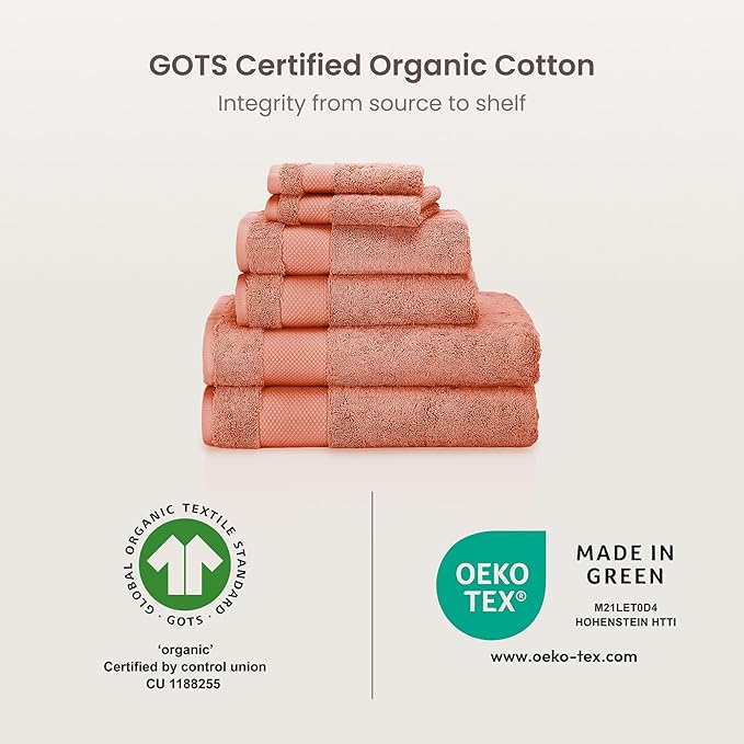 BIOWEAVES 100% Organic Cotton 700 GSM Luxury Bath Towels for Bathroom 30" x 58" GOTS Certified - Burnt Orange, Pack of 2