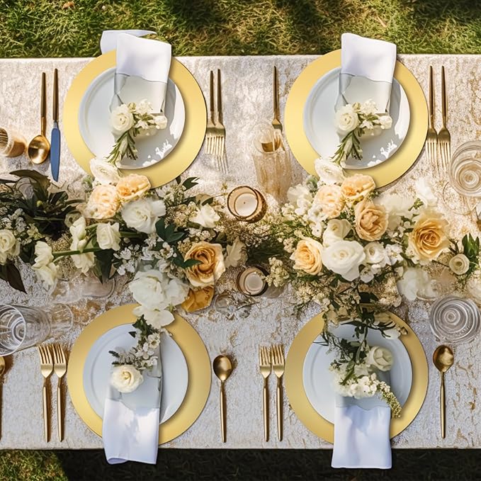 Tioncy 100 Pcs Gold Round Paper Placemats Gold Decorative Disposable Placemats Table Mats for Dining Wedding Table Decoration Home Banquet New Years Festive Party Birthday Holiday