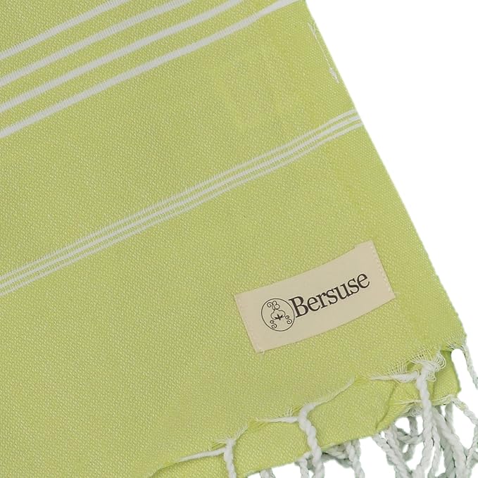 Bersuse Towels Anatolia XL Beach Blanket Throw Blanket Turkish Towel 100% Cotton Extra-Large Quick-Dry Lightweight Premium Peshtemal Towel - 61x82 Inches, Pistacho Green
