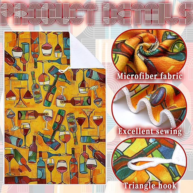 Bencailor 6 Pcs Picasso Wine Kitchen Towels Decorative Sets Dish Towels Absorbent Fast Drying Hand Tea Vintage Hanging Reusable Cleaning Dishcloths for Cooking Farmhouse Bathroom Accessory