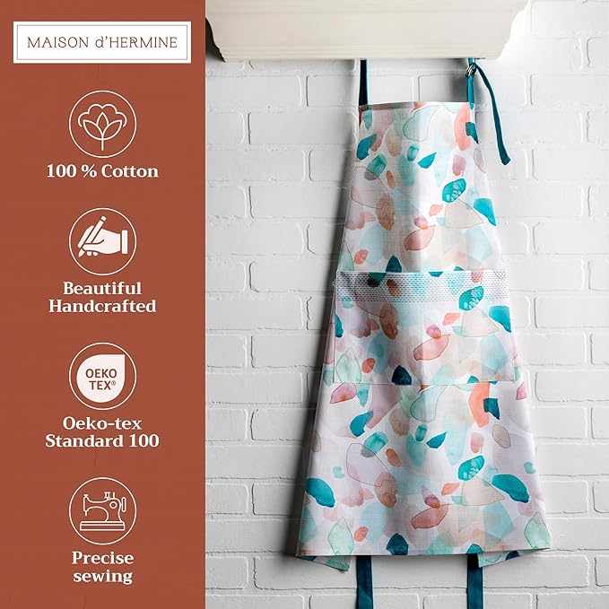 Maison d' Hermine 100% Cotton Apron for women with Pocket Kitchen Chef Apron for Men Cooking Mothers Day Gifts