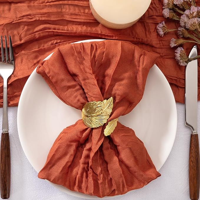 20 Pack Terracotta Cheesecloth Napkins Washable Spring Summer Cloth Napkins Set of 20 Bulk 21x21 Inches for Dinner Wedding Baby Bridal Shower Birthday Party Table Decor