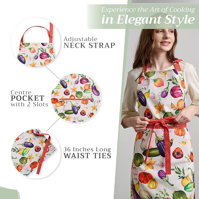 Maison d' Hermine 100% Cotton Apron for women with Pocket Kitchen Chef Apron for Men Cooking Mothers Day Gifts