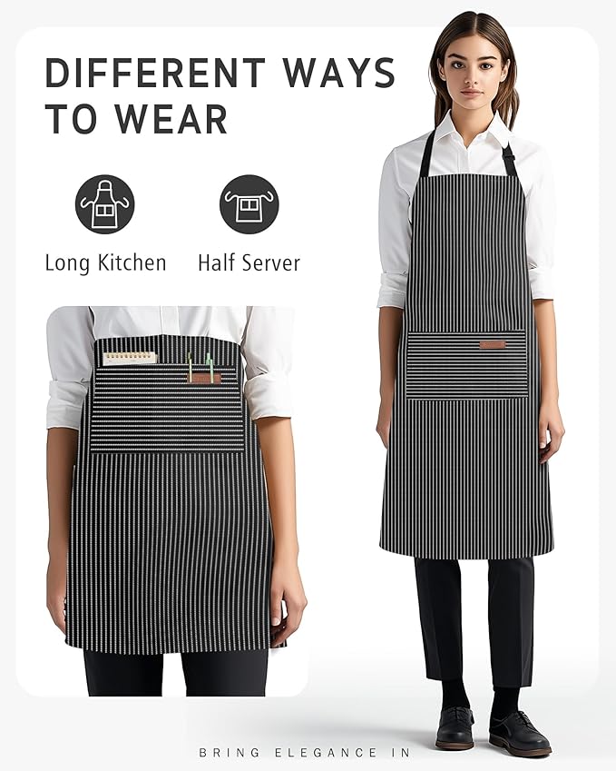 Syntus Apron for Men Women, Adjustable Cooking Kitchen Chef Aprons with 2 Pockets, Cotton/Polycotton/Polyester