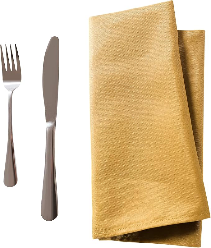 Bailarina Cloth Napkins Set of 80,17x17 inches Dinner Napkins Cloth Washable,Polyester Square Table Cloth Napkin Bulk with Hemmed Edges Ideal for Banquets, Parties and Weddings-Gold