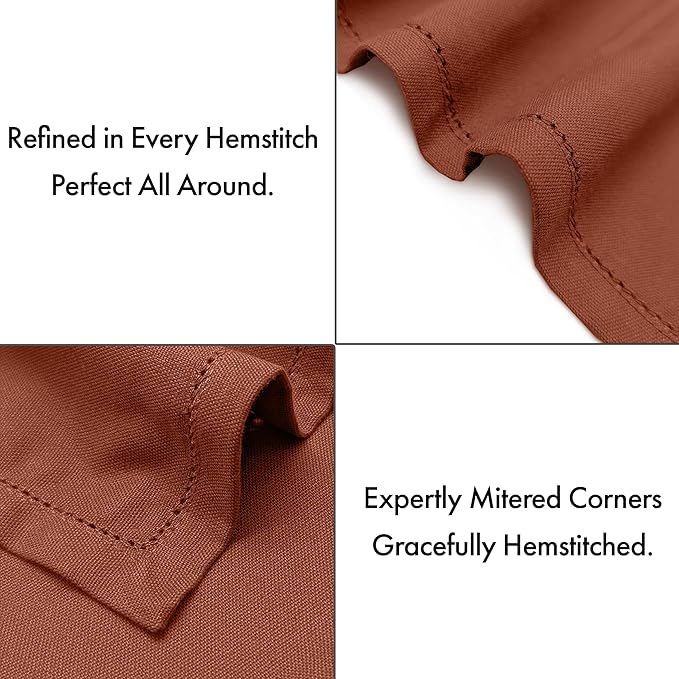 Ruvanti Cloth Napkins Set of 12, 100% Cotton High GSM 18x18 Inches, Hem Stitched Corners, Soft, Washable, Highly Durable & Absorbent, Perfect for Parties, Christmas, Thanksgiving Dinners – Rust