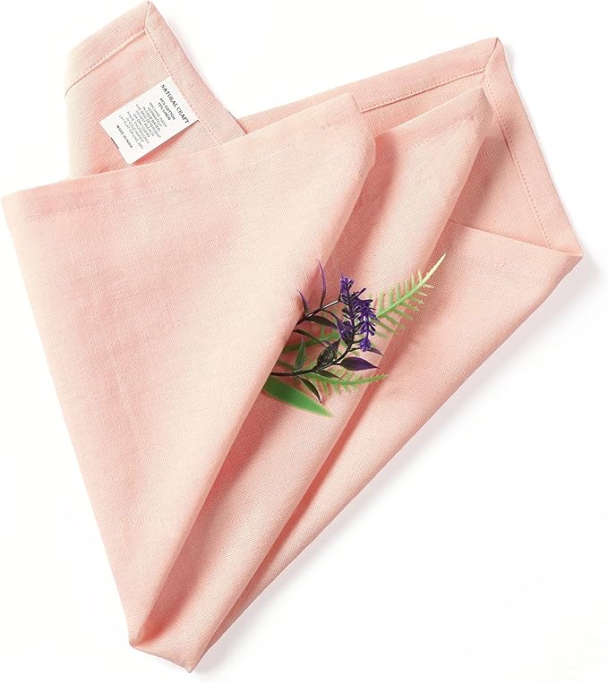 NATURALCRAFT Cloth Napkins Set of 12 Cotton Linen18x18 in Washable Napkins Cloth - Soft Durable Easter - Ideal for Hotel Farmhouse Party Wedding Dinner Spring Everyday Use Peach