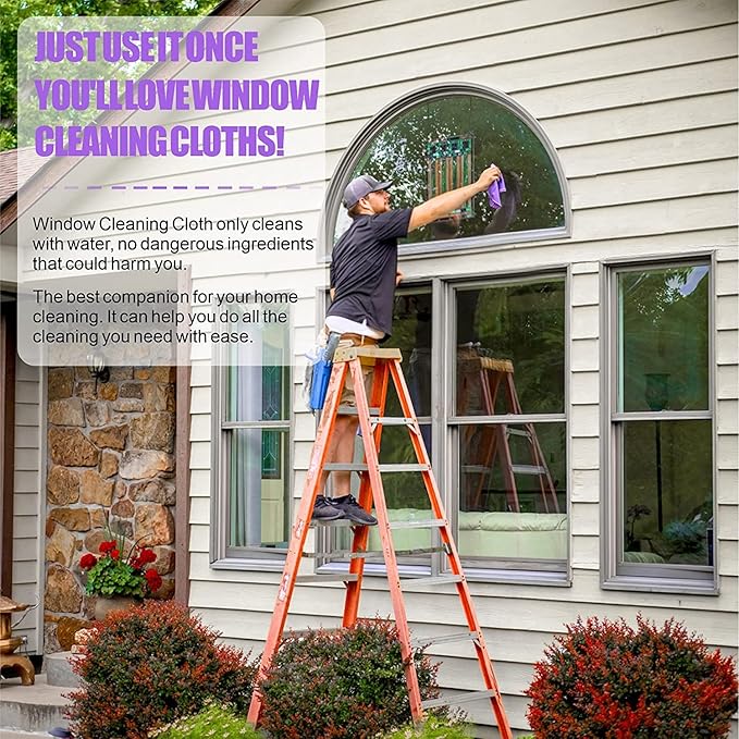 Longmann 2 x NΘrwex Basic Package Window Cleaning Cloth and Enviro Cloth Glass Cloth, Cleaning Cloth, Streaks Scratches Free (2 Purple and 2 Grey)