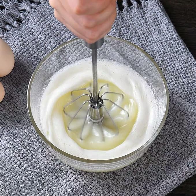 Semi-automatic Whisk, Stainless Steel Egg Beater, Hand Push Rotary Whisks Mixer Stirrer for Making Cream, Whisking, Beating and Stirring (3 Color2)