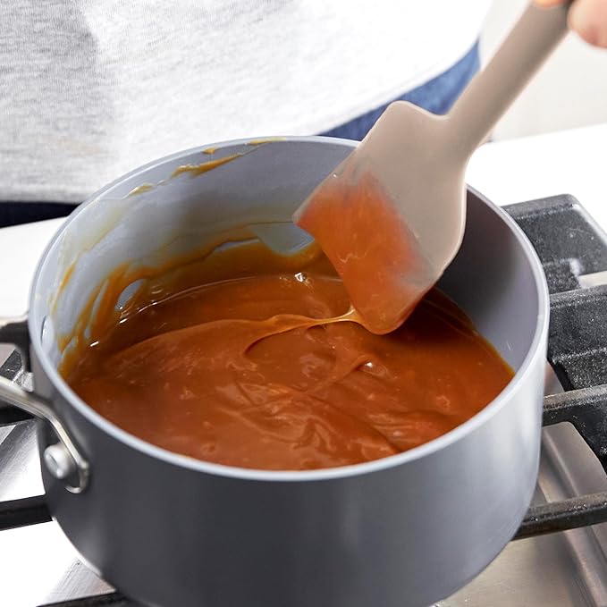 GreenPan Silicone Mixing Spatula, Scraping Baking Cooking Kitchen Utensil, Flexible Rubber Nonstick Cookware, Rigid Steel Core, Heat-Resistant, Anti-Slip Handle, BPA-Free, Dishwasher Safe, Taupe