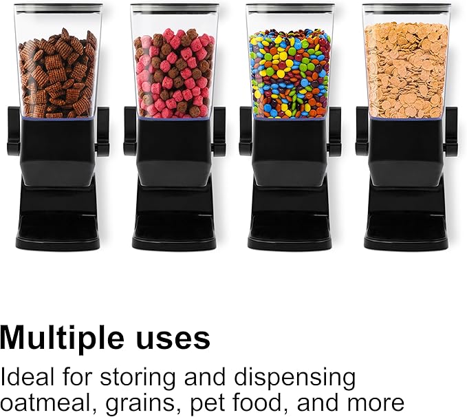 Cereal Dispenser Countertop, Kitchen Organization Cereal Containers Storage, 3.2L Candy Dispenser Plastic Cereal Dispenser for Pantry, Snack Containers Can Hold Granola, Dry Food, Grain, Black, 2Pc