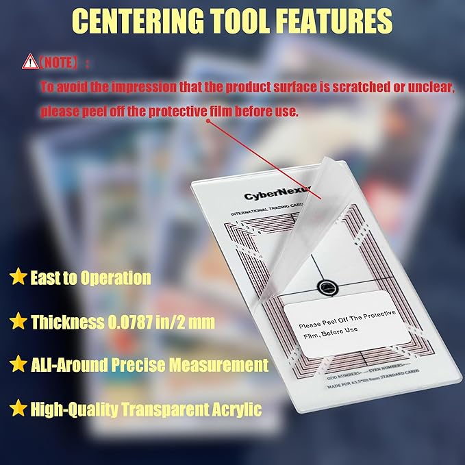 Sports Card Grading Centering Tool Kit, Trading Cards Measuring Tools, Come with Cleaning Cloth Kit & 30X Magnifying Implement for PSA's Latest Grading Standards/BGS Submissions