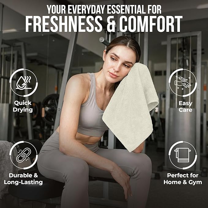 RIVERSIDE Pack of 12 Washcloths, 12 x 12 Inches, 100% Cotton, Premium Flannel Face Cloths, Highly Absorbent & Soft Feel Fingertip Towels (Cannoli Cream, 12 Pack)