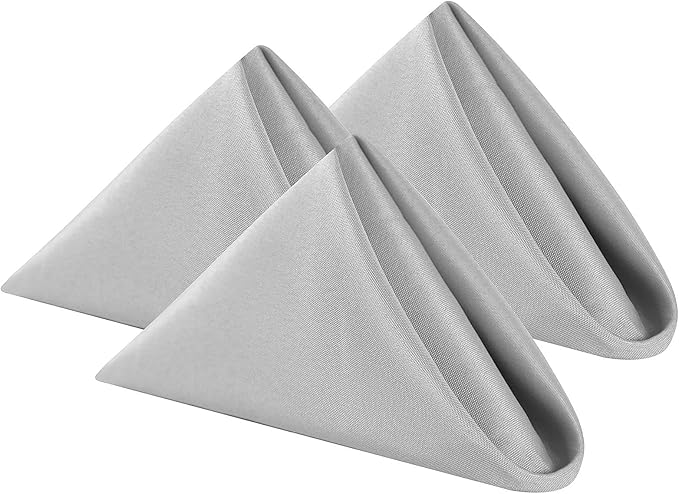 Cloth Napkins 20x20 inch Washable Polyester Dinner Napkins Soft Table Napkins for Wedding Party Dining Banquet(Silver,50PCS)
