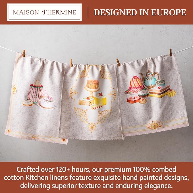 Maison d' Hermine Dishcloths 100% Combed Cotton Premium (20" x 27.50") Easter Multi-Purpose, Kitchen Towel for Kitchen, Holiday, Dinner, Wedding & Dining, Pastries (Set of 3)