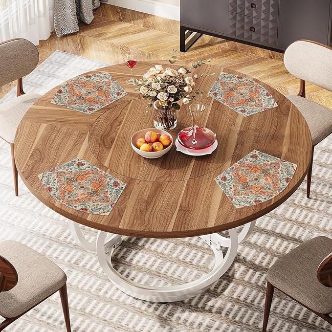 Artoid Mode Farmhouse Bohemian Wedge Shaped Placemats Set of 4, Seasonal Home Dining Table Mat for Round Table