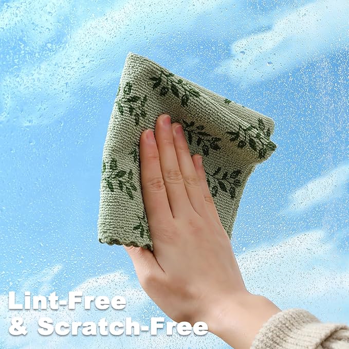 Microfiber Cleaning Cloth Roll,80 Pack Cleaning Towels,Lint Free Rags Paper Towels & Tear Away Reusable Towels,Washable Shop Rags Floral Wipe Cloth,Wash Cloths Dish Rags for Car Kitchen Window