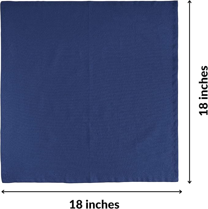 Cloth Napkins Dinner Washable Set of 4 in Cotton Linen Fabric Premium Quality, Mitered Corners for Reusable Every Day Use Pre Shrunk and Good Absorbency Christmas Cloth Napkins (Pack of 4, Navy)