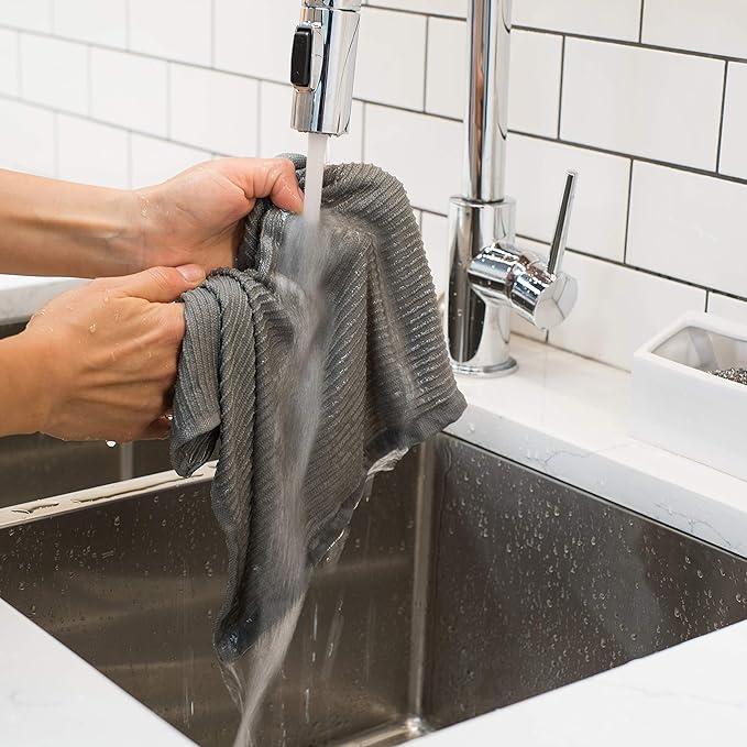 Now Designs Ripple Kitchen Dishcloth London Gray 13 x 13in Set of 4