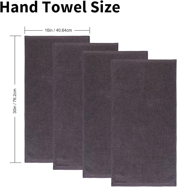 Everplush 4-Piece Premium Hand Towel Sets: Super-Soft, Highly Absorbent & Quick Drying Bathroom Towels – Versatile for Hotel, Bathroom, Shower, Spa, 16x30 Inches(Charcoal, 16" x 30")