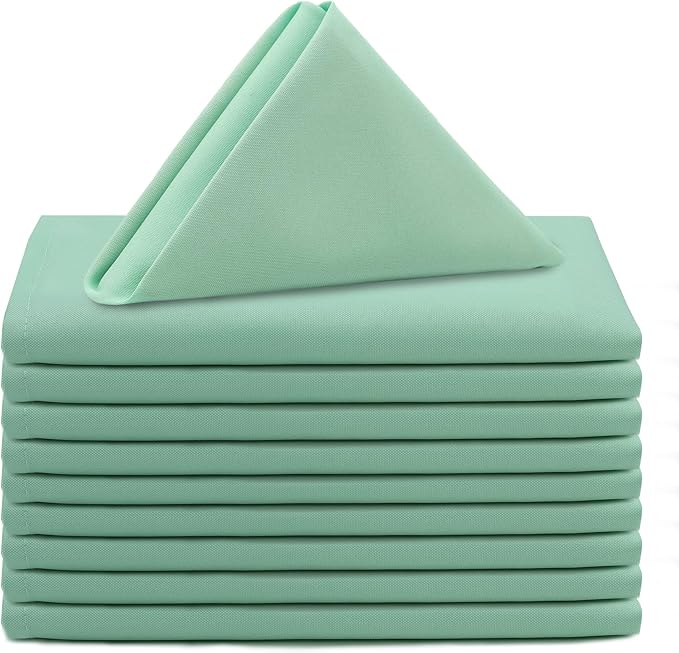 Your Chair Covers Cloth Polyester Napkins, 20 x 20 Inch, Washable Dinner Fabric Linen Napkins with Hemmed Edges for Restaurant, Wedding and Holiday Pack of 10 (Mint)