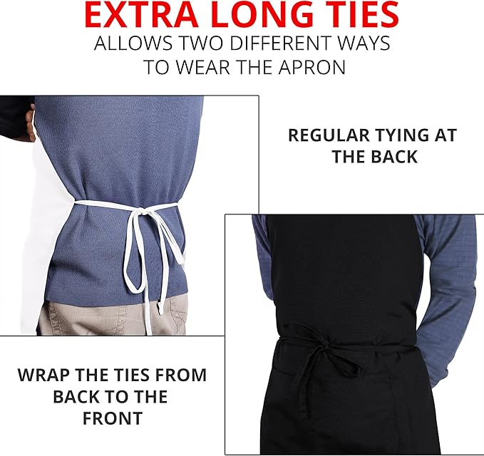 Utopia Kitchen 2 Pack Bib Apron, Adjustable with 2 Pockets, Water and Oil Resistant, Cooking Kitchen Chef Apron for Women Men
