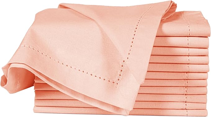 Cotton Cloth Napkins Set of 12, 18x18 Cotton Napkin Cloth Washable, Soft, Reusable Napkins for Wedding, Parties, Christmas, Thanksgiving, Everyday Use (Peach) - ALPHA Living HOME