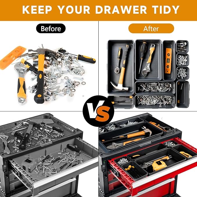 Tool Box Organizer Tray, Toolbox Desk Drawer Organizer, Tool Box Tray, Toolbox Organization Storage for Rolling Tool Chest (24 PCS)