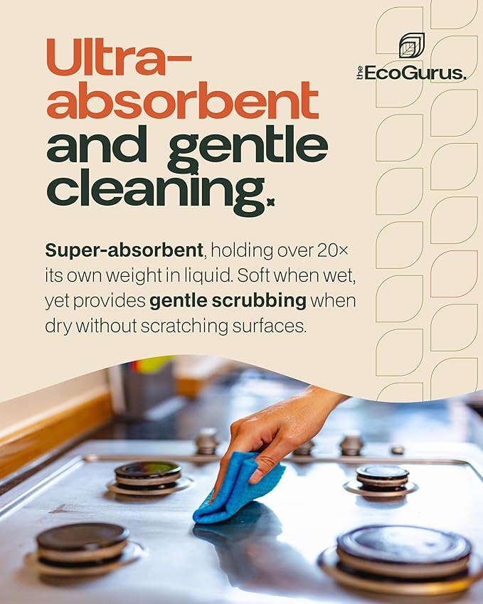 10 Pack Odour-Resistant Reusable Cleaning Cloths | Original Swedish Dishcloth | Made in Sweden | Suitable for All Surfaces | Biodegradable Cellulose Sponge | Kitchen & Bathroom | Blue
