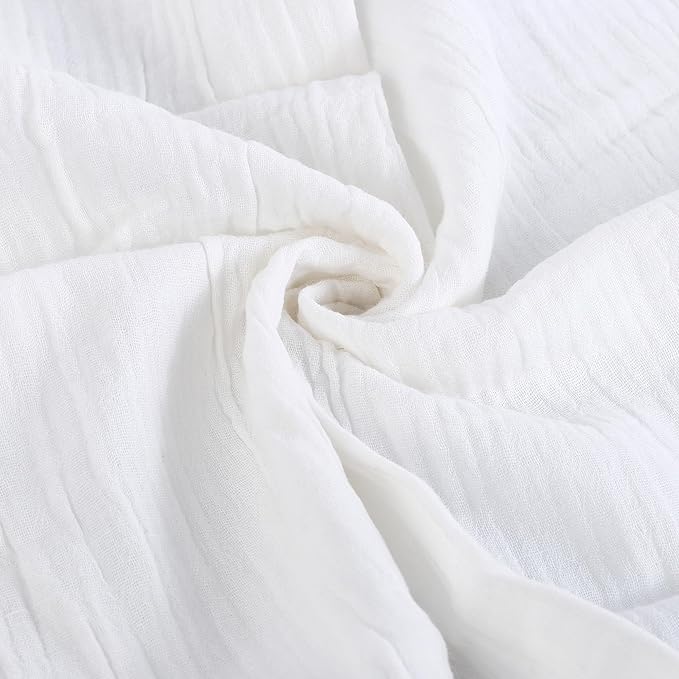FINGERCRAFT Dinner Cloth Napkin Cotton Muslin Double Gauze 4 Pack with Classic Lace for Everyday Use, Wedding, Party, Christmas, Easter Napkins Cloth are Pre Shrunk and Good Absorbency White