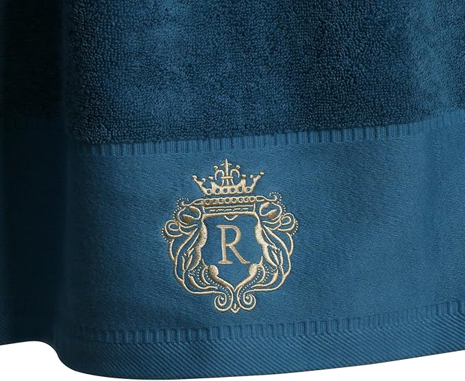 Luxury Bathroom Super Soft and Highly Absorbent Premium 100% Cotton Bath Towel Set for Gifts (Blue-R)
