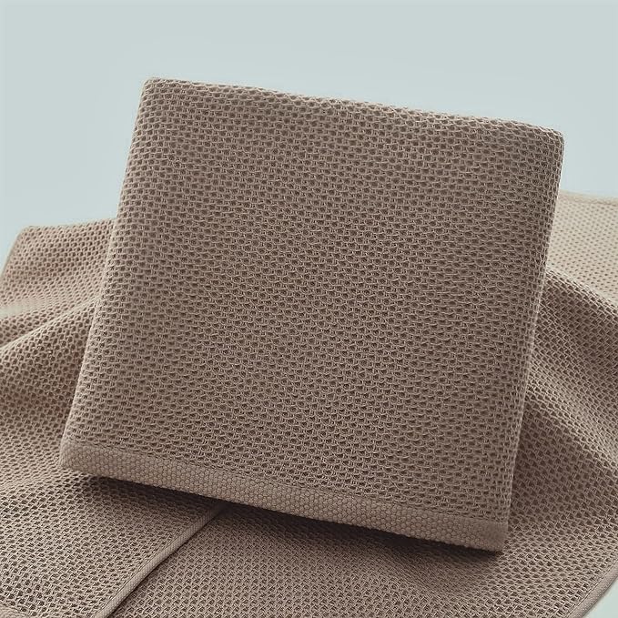 Kitchen Towels 100% Cotton Waffle Weave Dish Towel for Cleaning Drying Dishes Extra Absorbent and Soft, Dish Cloth,13 x 28 Inch(EarthBrown-4 Pack)
